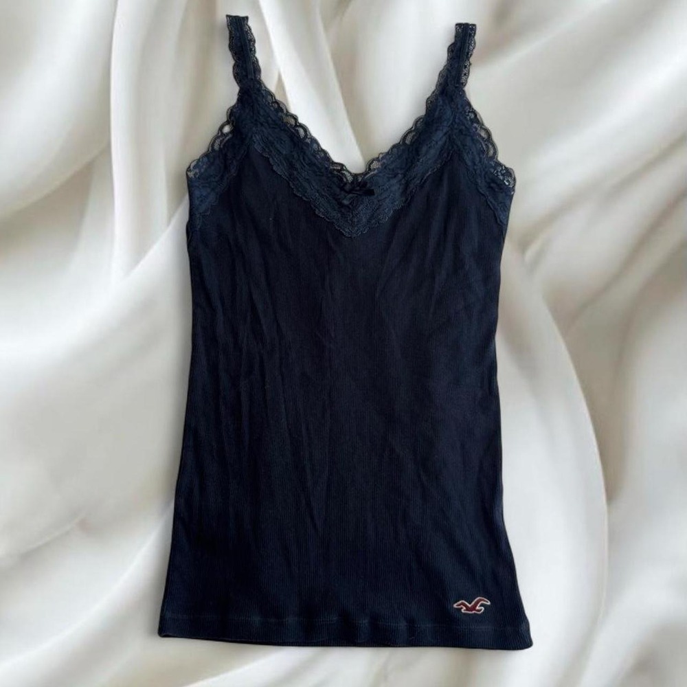 Hollister navy blue lace babydoll cami tank top y2k vintage mcbling